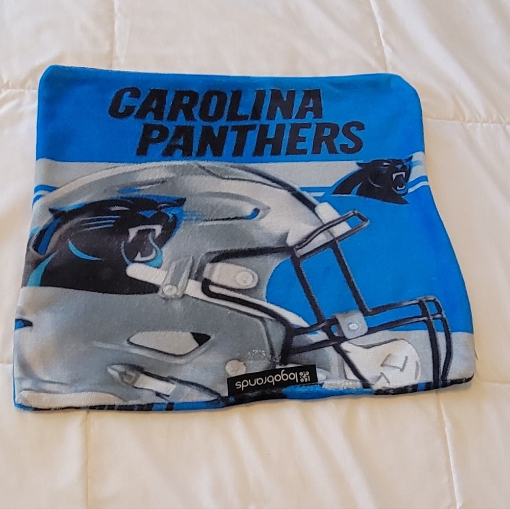 LOGO Brands NFL Carolina Panthers Football Zip Up Throw Pillow Cover Case.